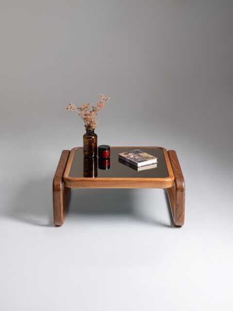 Solid Walnut Coffee Table With Tempered Glass, Modern Living Room Center Table, Minimalist Wood Unique Housewarming Gift, Mid Century - image 1