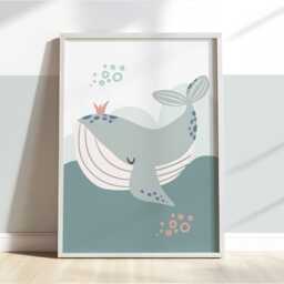 Set Of 6 Sea Prints, Personalised Gallery Wall in Blue, Boy Bedroom Decor, Ocean Alphabet, Nursery - thumbnail 3