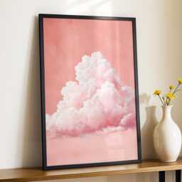 Blush Pink Cloud Wall Art Dream Sky Painting Pastel Cloudscape Large Room Decor Framed Boho Nursery Moon Poster Print - thumbnail 2