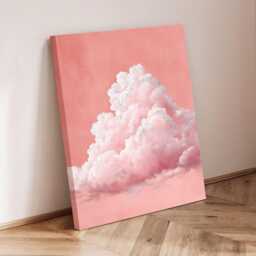 Blush Pink Cloud Wall Art Dream Sky Painting Pastel Cloudscape Large Room Decor Framed Boho Nursery Moon Poster Print - thumbnail 3