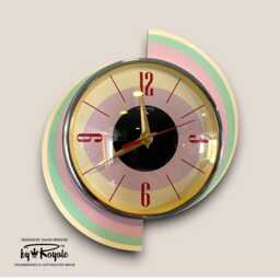 Pastel Pink Atomic Wall Clock Mid-Century Modern Jetsons Style