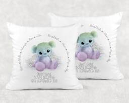 Personalised Rainbow Angel Bear Memorial Cushion, Remembrance Gift, Shining Star in The Sky