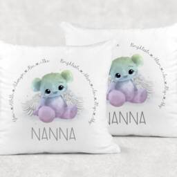 Personalised Rainbow Angel Bear Memorial Cushion, Remembrance Gift, Shining Star in The Sky - thumbnail 3