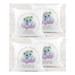 Personalised Rainbow Angel Bear Memorial Cushion, Remembrance Gift, Shining Star in The Sky - thumbnail 2