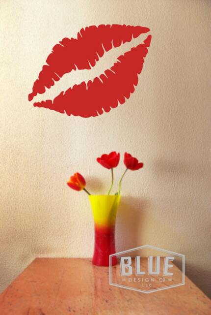 Lips Vinyl Wall Decal - Kissing Lipstick Kiss - image 1
