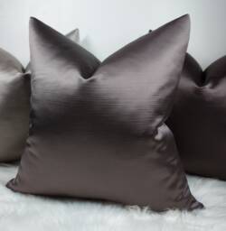 Duchess Otter Bournville Luxury Cushion Cover Bold Satin Fabric, Textured Ribbed Modern Sofa Bed Pillow Plain Accent Cushion - thumbnail 1