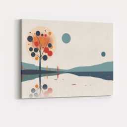 Minimalist Abstract Tree Lake Reflection Landscape Canvas Wall Art Print Decor Picture Ready To Hang - thumbnail 4