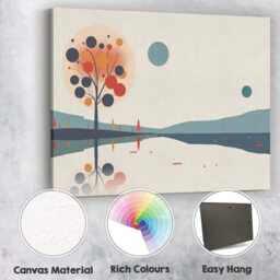 Minimalist Abstract Tree Lake Reflection Landscape Canvas Wall Art Print Decor Picture Ready To Hang - thumbnail 2