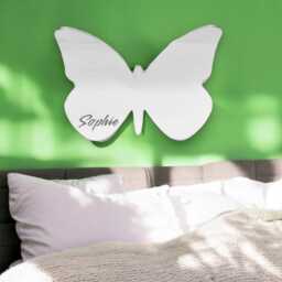 Butterfly Shaped Mirrors With A White Backing & Hooks, Custom Colours, Sizes, Shapes, Engraving Services - thumbnail 2