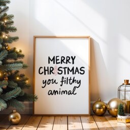 Christmas Print - Merry You Filthy Animal Trendy Wall Art Retro Decor - thumbnail 2