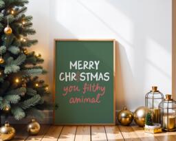 Christmas Print - Merry You Filthy Animal Trendy Wall Art Retro Decor - thumbnail 1