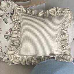 Lisa Fine Designer Piped & Frilled Cushion Cover Made To Order Vita Fabric 45cm Sq - thumbnail 2
