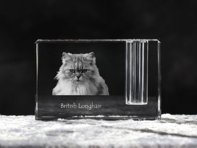 British Longhair , Crystal Pen Holder With Cat, Souvenir, Decoration, Limited Edition, Collection - image 1