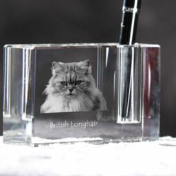 British Longhair , Crystal Pen Holder With Cat, Souvenir, Decoration, Limited Edition, Collection - thumbnail 3