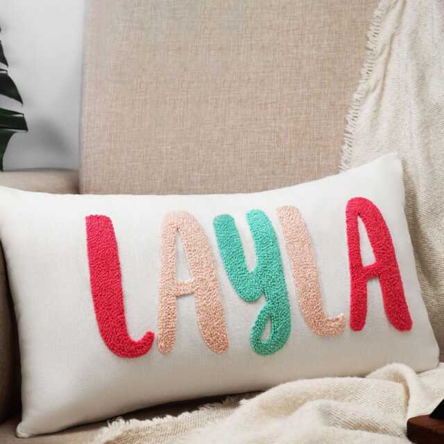 Personalized Baby Name Punch Needle Pillow, Custom Nursery Decor - image 1