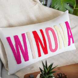 Personalized Baby Name Punch Needle Pillow, Custom Nursery Decor - thumbnail 2