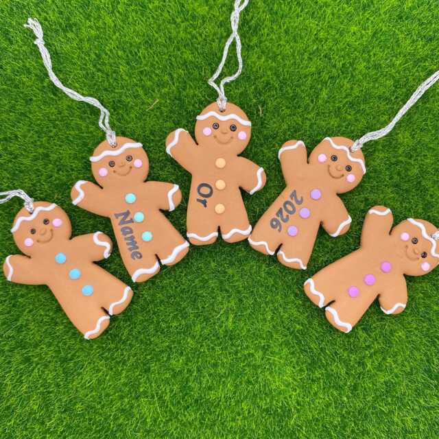 Personalised Gingerbread Man Christmas Tree Decoration, Polymer Clay Bauble, Stocking Advent Filler UK - image 1