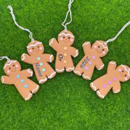 Personalised Gingerbread Man Christmas Tree Decoration, Polymer Clay Bauble, Stocking Advent Filler UK - thumbnail 1