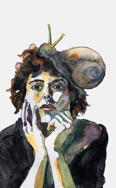 Snaily Sunday - Watercolor Art Print Snail Portrait -Signed Limited Edition