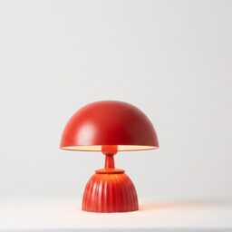 Table Lamp - Modern Coral Mushroom Dome With Sculpted Fluted Base - Retro Minimal Bedside Lighting For Contemporary Home Decor - thumbnail 3