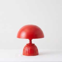 Table Lamp - Modern Coral Mushroom Dome With Sculpted Fluted Base - Retro Minimal Bedside Lighting For Contemporary Home Decor - thumbnail 2
