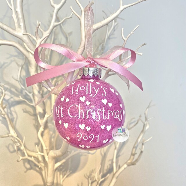 Baby 1st Christmas Bauble, Babies Ornament, Decoration, Glitter Bauble, Gift 2023 - image 1