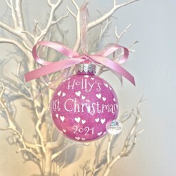 Baby 1st Christmas Bauble, Babies Ornament, Decoration, Glitter Bauble, Gift 2023