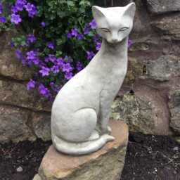 Pair Of Siamese Cats Stylised Shape Stone Garden Ornament Pet - thumbnail 2