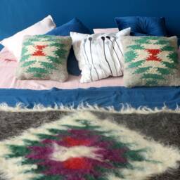 "Handspun Wool Woven Pillow Aztec Decor Cushion - 16""x16" - thumbnail 4