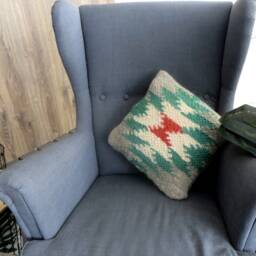 "Handspun Wool Woven Pillow Aztec Decor Cushion - 16""x16" - thumbnail 2