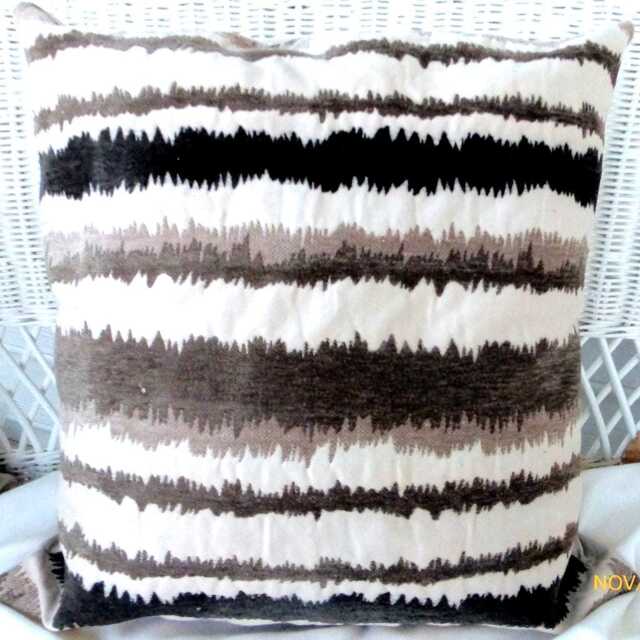 Brown & Ivory Chenille Ikat Pillow Cover - image 1