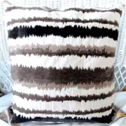 Brown & Ivory Chenille Ikat Pillow Cover - thumbnail 1