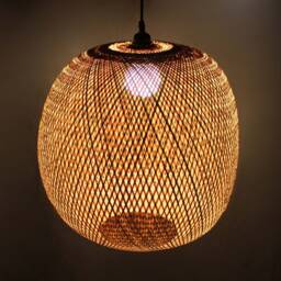 Bamboo Pendant Light - Woven Ball Lamp Shade, 17.7'' Spherical Lighting - thumbnail 3