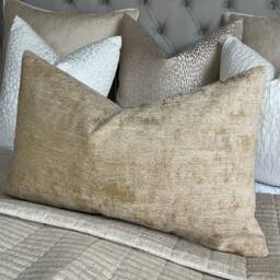 "Gold Cushion Cover, Modern Pillow Cover For Sofa Or Bed , Lumbar Size 12"" X 20" - thumbnail 4