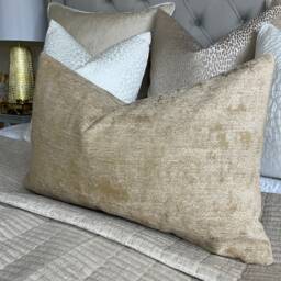 "Gold Cushion Cover, Modern Pillow Cover For Sofa Or Bed , Lumbar Size 12"" X 20" - thumbnail 1