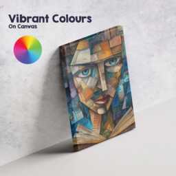 Cubist Blue Eyed Face Geometric Mosaic Portrait Canvas Wall Art Print Decor Picture Ready To Hang - thumbnail 4