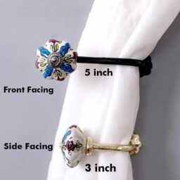 Blue & White Ceramic Curtain Tie Backs Antique Style Hooks - Sold in Sets - thumbnail 4