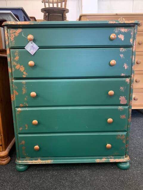 Chest Of Drawers Painted Bespoke Moroccan Geometric Bee Elephant Handles Stencilled - image 1