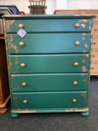 Chest Of Drawers Painted Bespoke Moroccan Geometric Bee Elephant Handles Stencilled - thumbnail 1