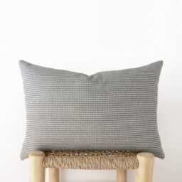 Blue & Ivory Lumbar Pillow Cover - Textured Decorative Cushion