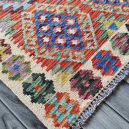 Tribal Rug, Handmade Artisan Afghan Turkish Scandinavian Navajo Bohemian Flatweave Wool Multicolour Kilim Rug 117x85 cm - thumbnail 3