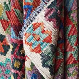 Tribal Rug, Handmade Artisan Afghan Turkish Scandinavian Navajo Bohemian Flatweave Wool Multicolour Kilim Rug 117x85 cm - thumbnail 4
