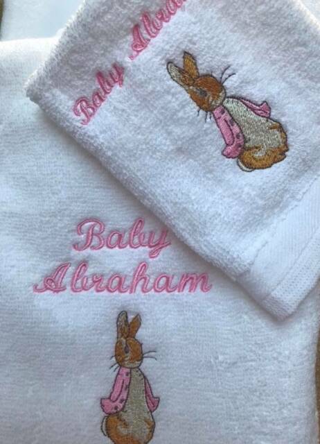 Peter Rabbit Bath Towel Gift Set Beatrix Potter/ Personalised Towel Set/ Rabbit Towels/ Name Towels - image 1