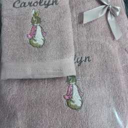 Peter Rabbit Bath Towel Gift Set Beatrix Potter/ Personalised Towel Set/ Rabbit Towels/ Name Towels - thumbnail 4