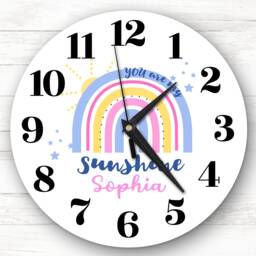 Sunshine Rainbow Girls Room Custom Gift Personalised Clock - thumbnail 1