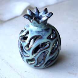 Ceramic Pomegranate Handmade For Candle Holder Decorative Objects - Jewish Art Judaica From Israel - thumbnail 2