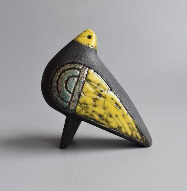 Ceramic Figurine - Bird, Ceramic Sculpture, Green Original Gift, Birthday Present, Bright Mockingbird, Japanese Ceramics, Red - image 1