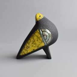 Ceramic Figurine - Bird, Ceramic Sculpture, Green Original Gift, Birthday Present, Bright Mockingbird, Japanese Ceramics, Red - thumbnail 2