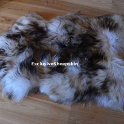 Sheepskin Icelandic White-Black Genuine Lambskin Sheep Skin Rug Pelt Long Wool Soft Throw, Schaffell, Hygge - thumbnail 3