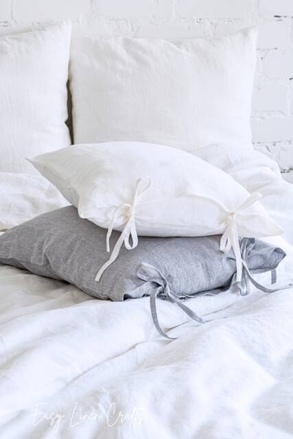 Set Of 2 Linen Pillow Covers With Skinny Ties - Bed Sham Pillowcases Standard, Queen, King Or Custom Sizes - image 1